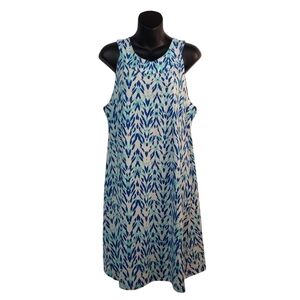 Natural Reflections Dress Women's Blue White Sleeveless Dress Size L NWT